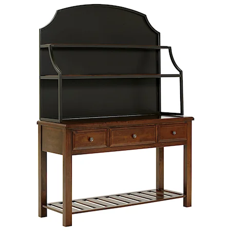 Solid Wood Cherry Server & Metal Hutch